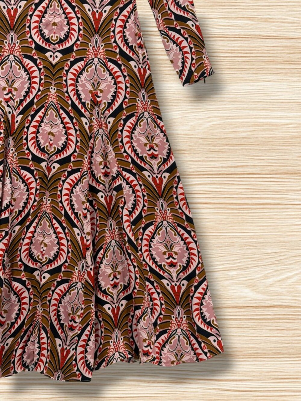 FARM Rio Pink Geometric Exposed Front Zip Long Sleeve‎ Maxi Dress S - Picture 5 of 5